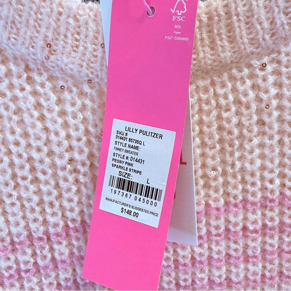 Lilly Pulitzer NWT Sparkling Peony Pink & Blushy Women's Sweater - Picture 5 of 7
